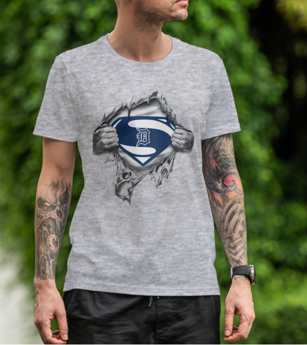 Detroit Tigers Superman Logo Rip T-Shirt