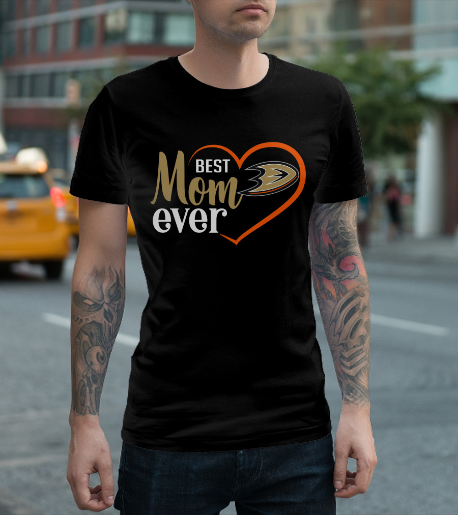 Anaheim Ducks Best Mom Ever Heart-Shaped T-Shirt