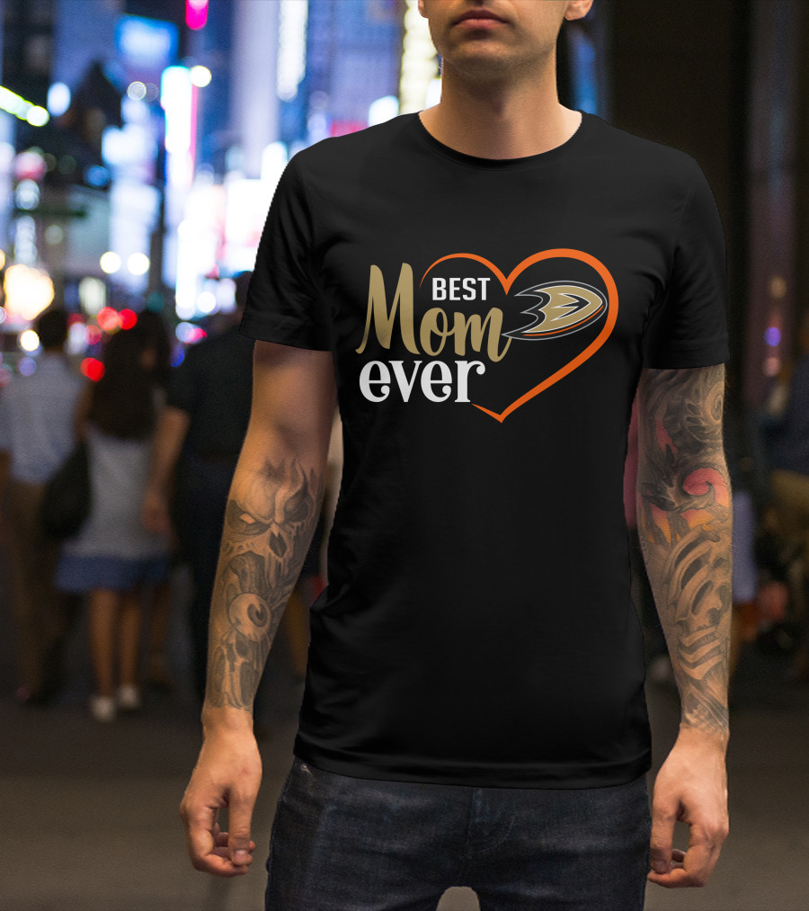 Anaheim Ducks Best Mom Ever Heart-Shaped T-Shirt