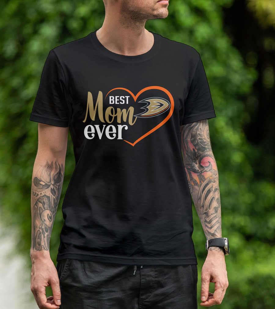Anaheim Ducks Best Mom Ever Heart-Shaped T-Shirt