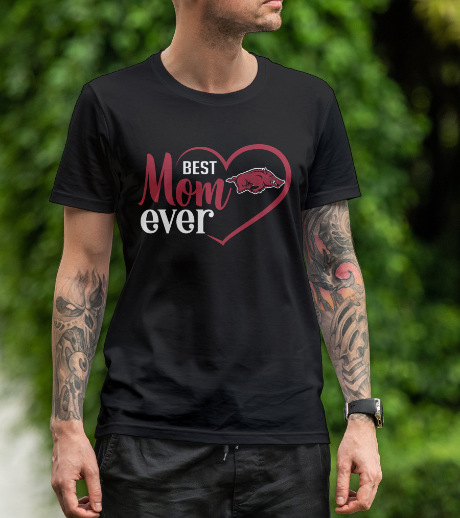 Best Mom Ever Arkansas Razorbacks Heart T-Shirt
