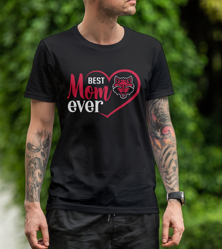 Arkansas State Red Wolves Best Mom Ever Heart T-Shirt
