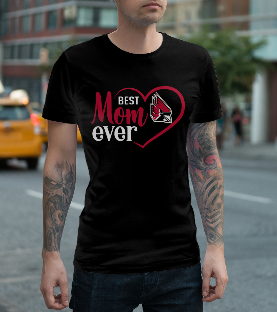 Ball State Cardinals Best Mom Ever Heart T-Shirt