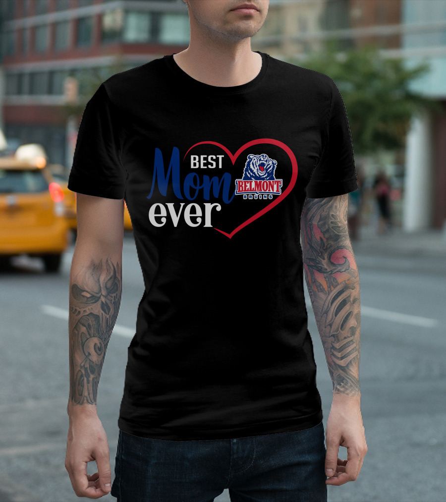 Belmont Bruins Best Mom Ever Heart T-Shirt