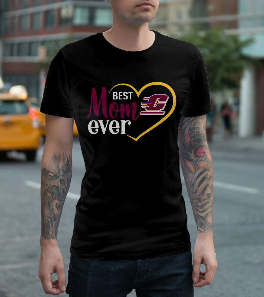Central Michigan Chippewas Best Mom Ever Heart T-Shirt
