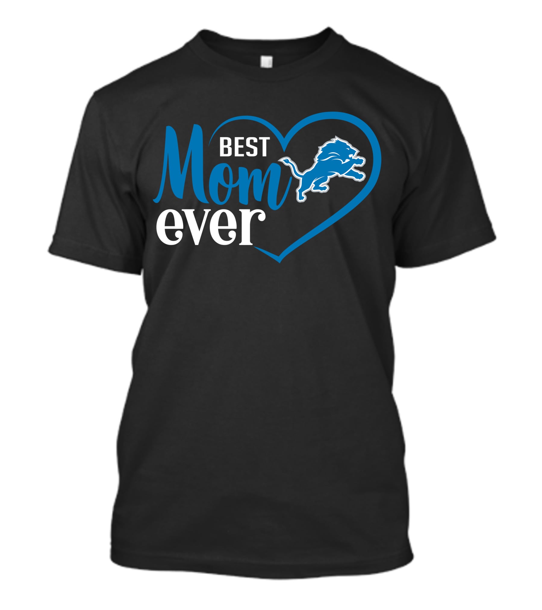 Detroit Lions Best Mom Ever Heart And Lion T-Shirt