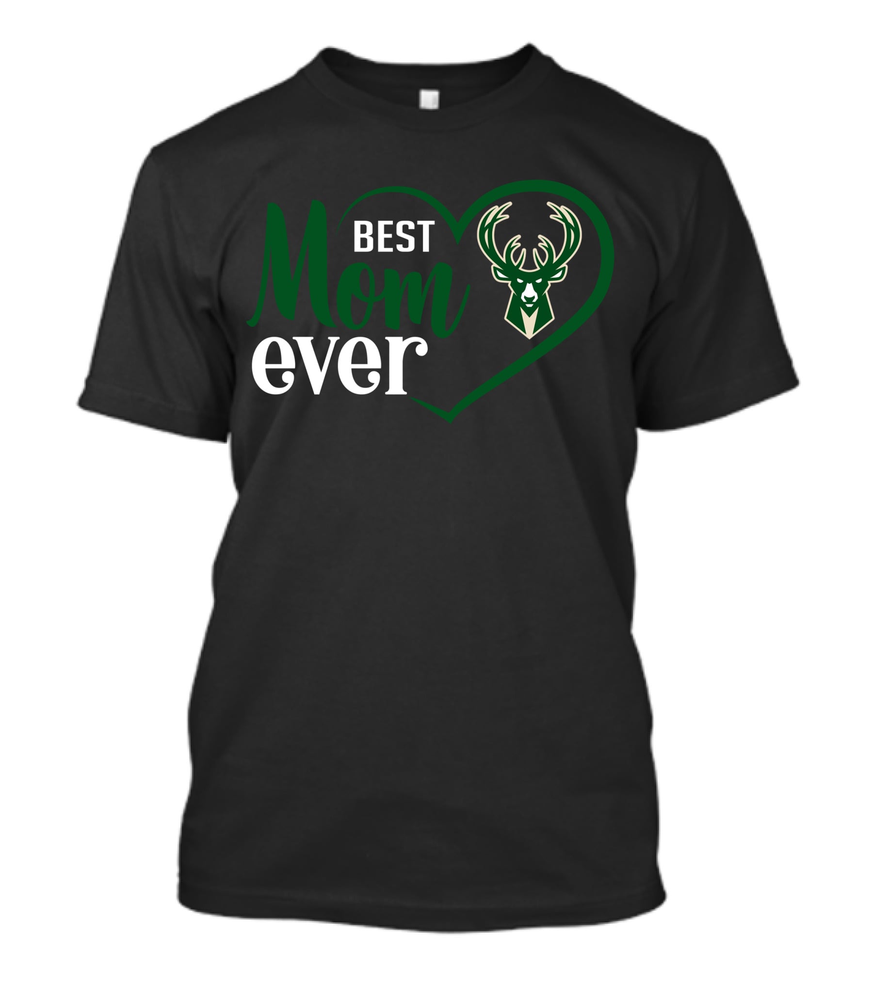Milwaukee Bucks Best Mom Ever Heart T-Shirt
