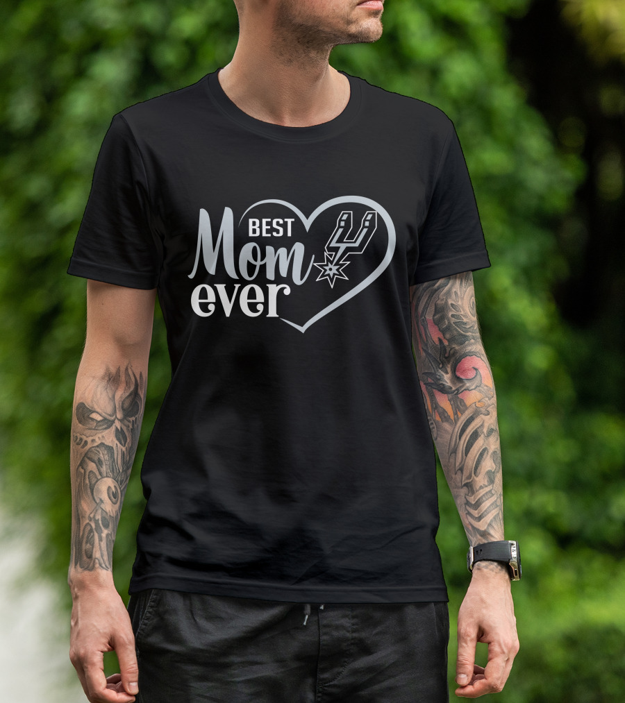 San Antonio Spurs Best Mom Ever Heart T-Shirt