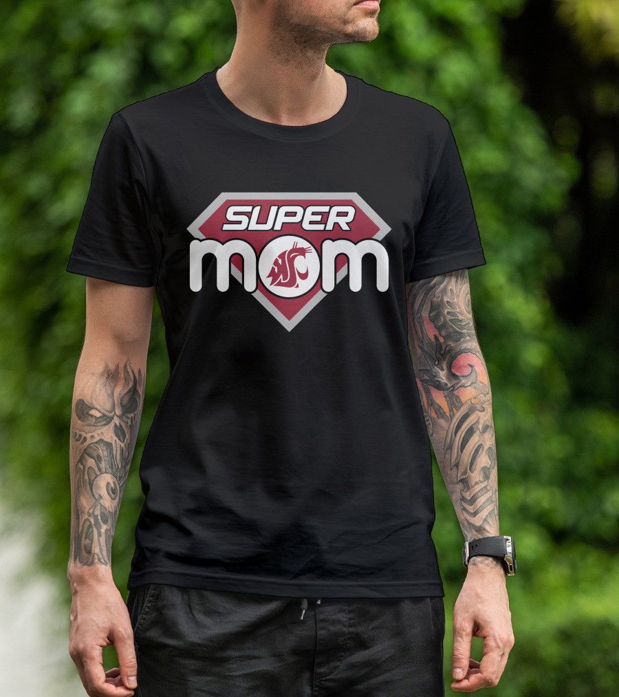Super Mom Washington State Cougars Logo 123 T-Shirt