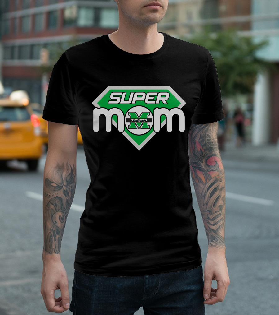 Marshall Thundering Herd Super Mom Logo With The Herd T-Shirt