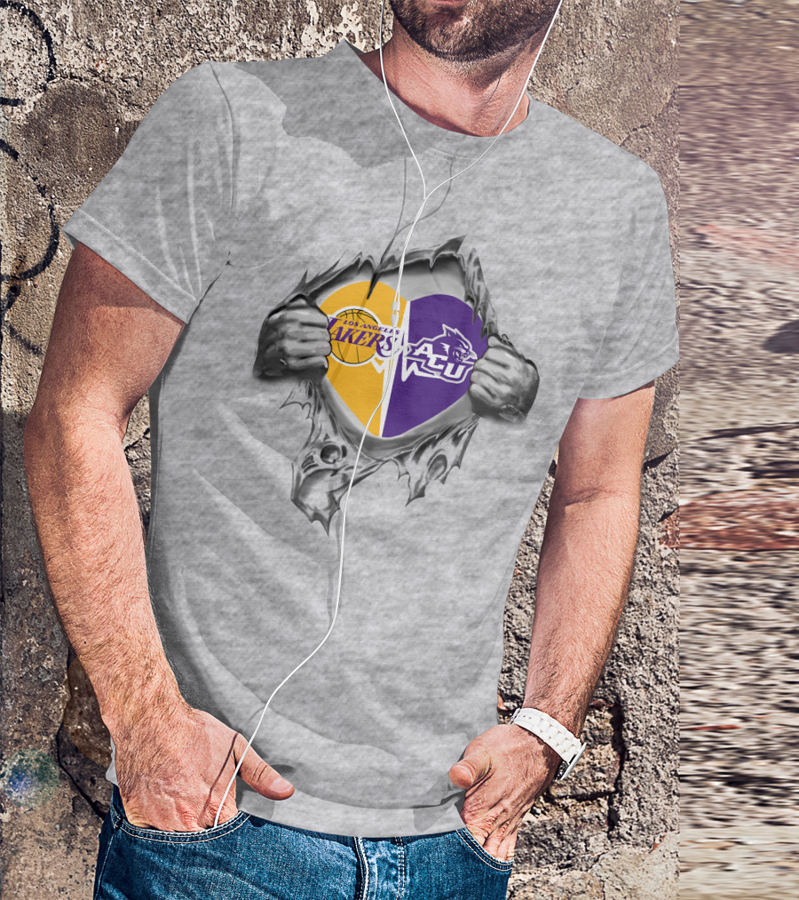 Los Angeles Lakers Abilene Christian Wildcats Heart T-Shirt