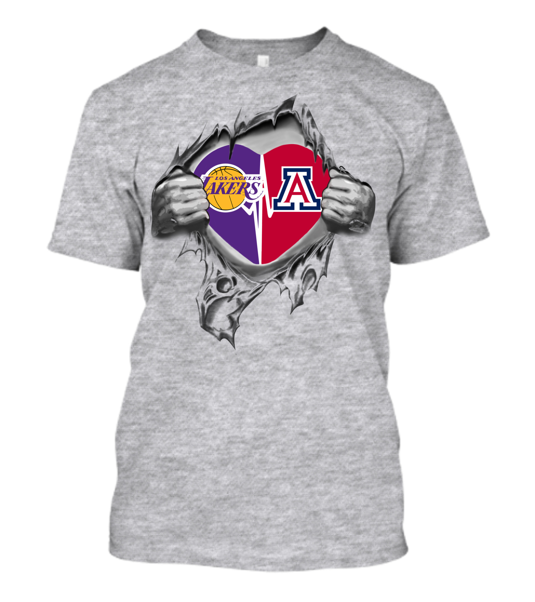 Los Angeles Lakers Arizona Wildcats Heart Fusion T-Shirt