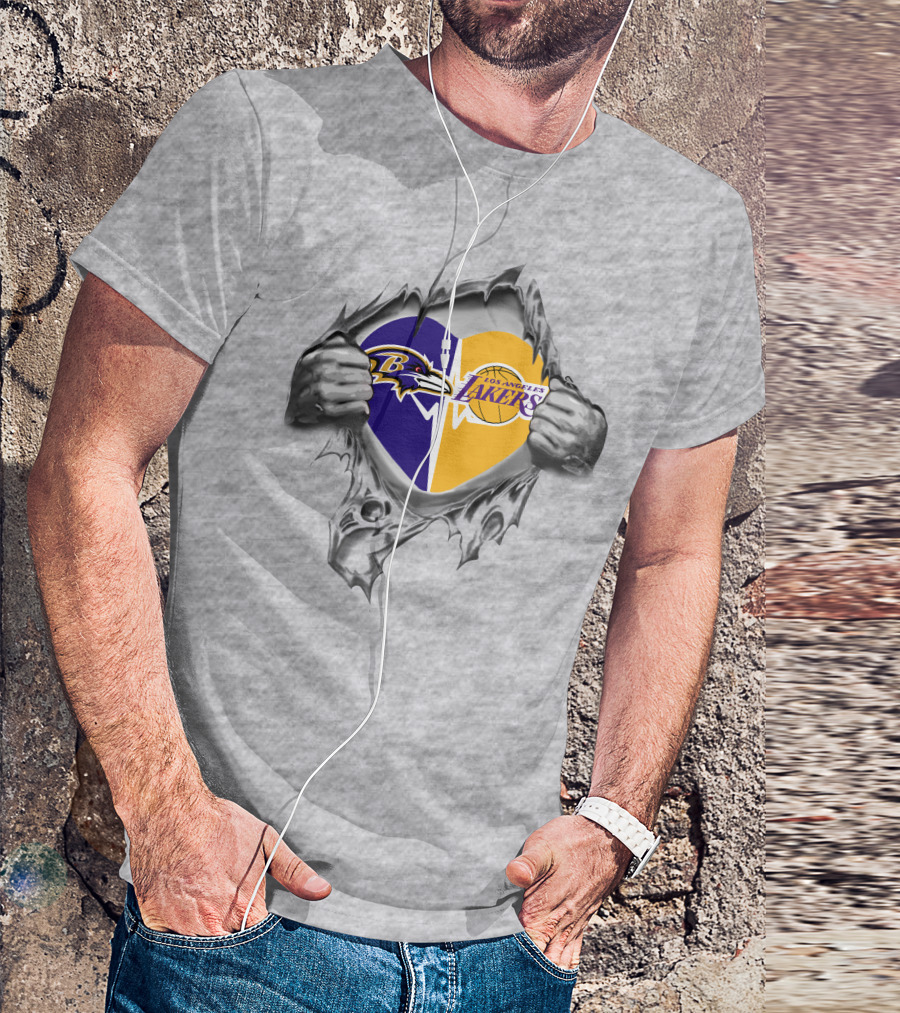 Lakers Baltimore Ravens Heart In My Hands T-Shirt