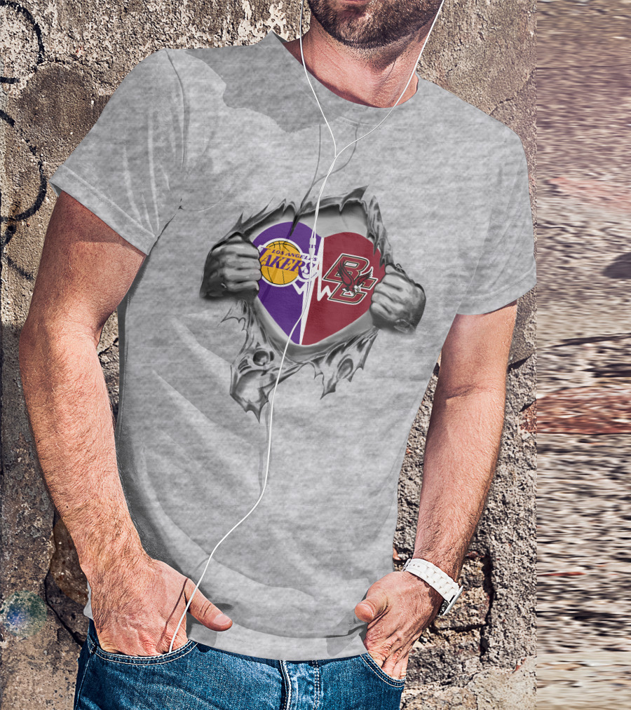 Lakers Boston College Eagles Heart T-Shirt