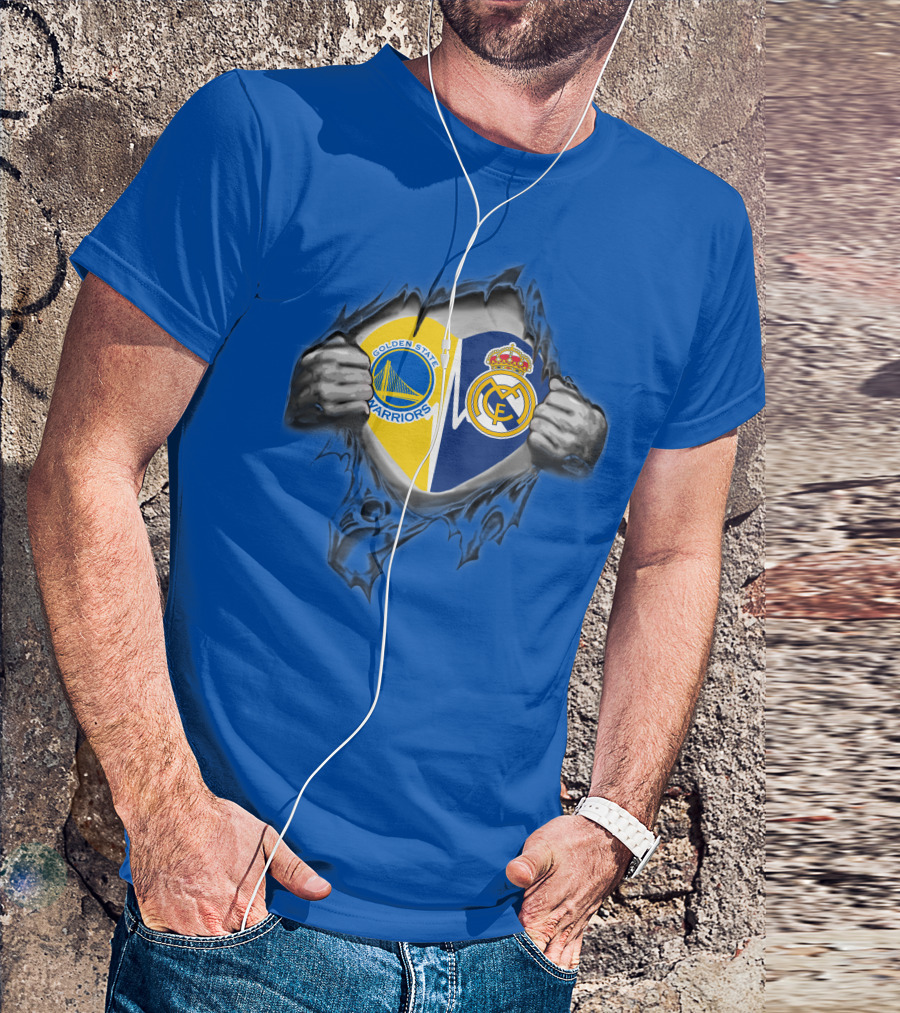 Golden State Warriors Real Madrid Dual Loyalty Emblem In My Heart T-Shirt