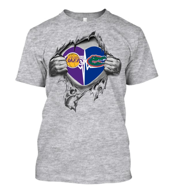 Los Angeles Lakers Florida Gators Heartbeat Passion Fusion T-Shirt