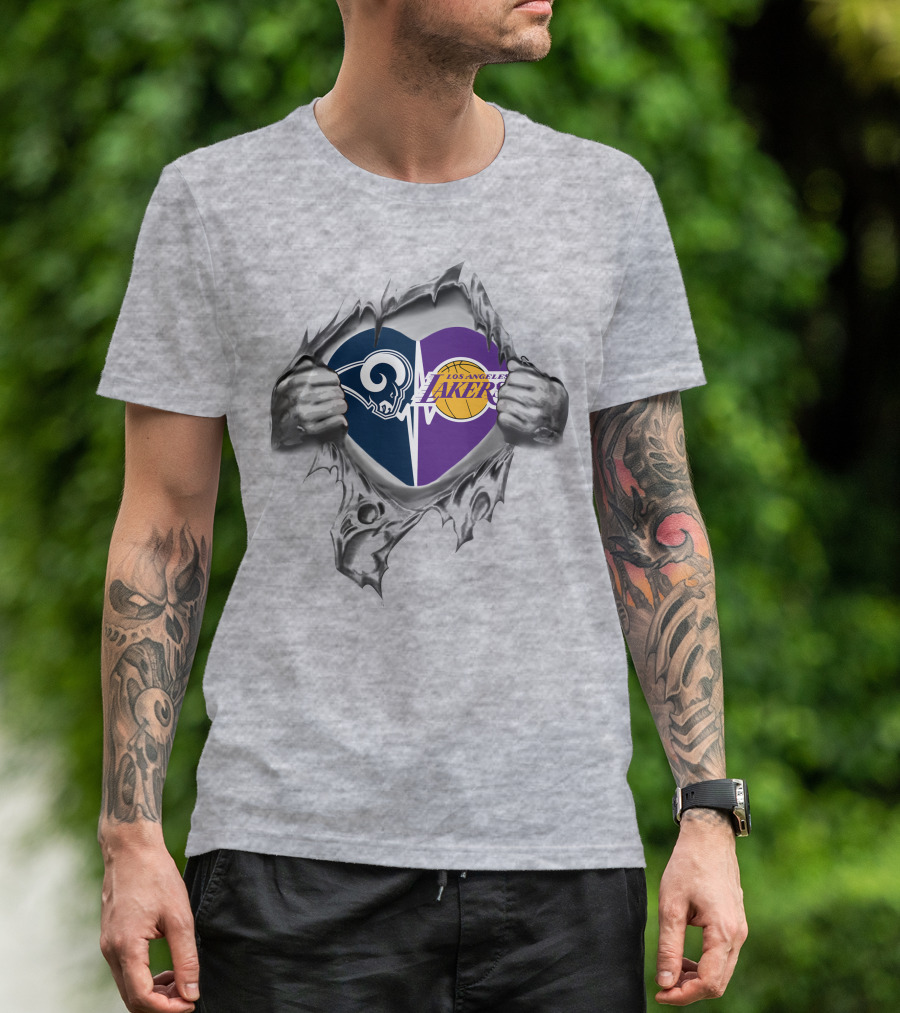 Lakers Los Angeles Rams Heart Logo Fusion T-Shirt