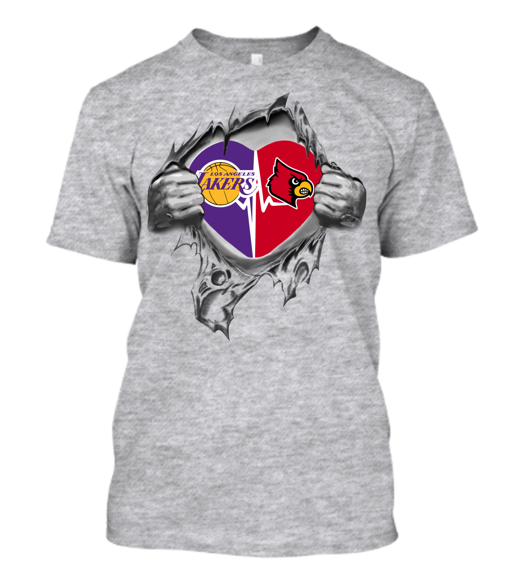 Los Angeles Lakers Louisville Cardinals Heart T-Shirt