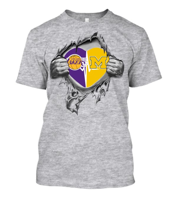 Los Angeles Lakers Michigan Wolverines Heart T-Shirt