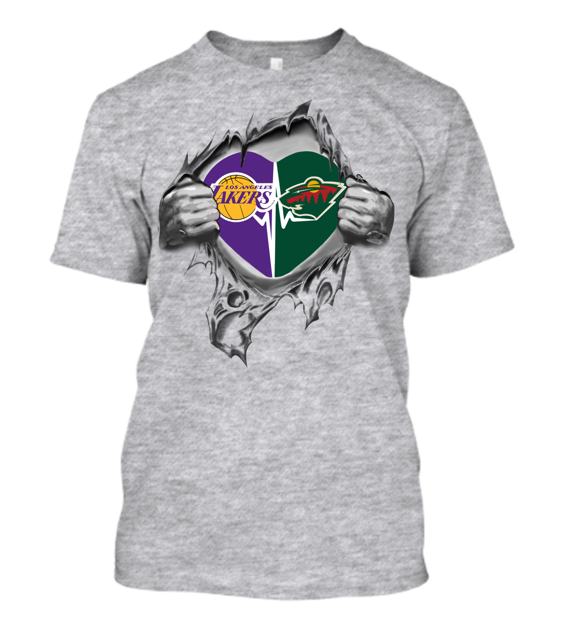 Los Angeles Lakers Minnesota Wild Heart T-Shirt