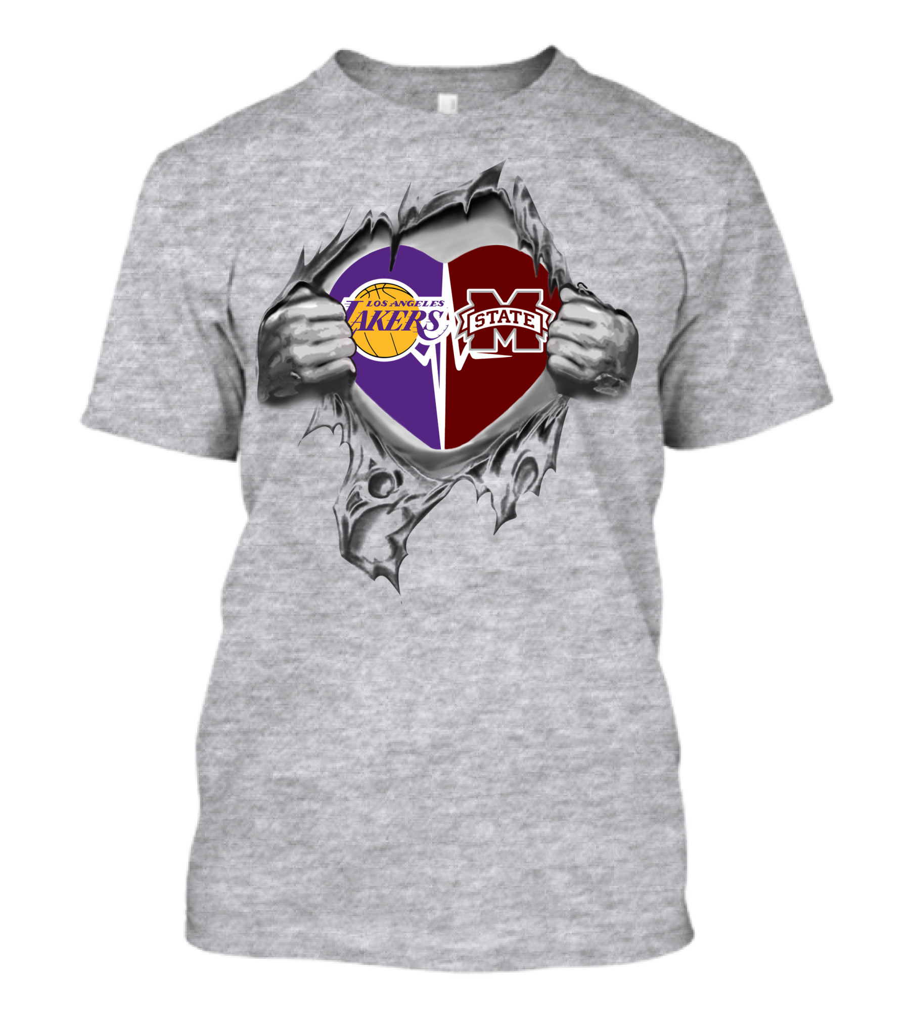 Lakers Mississippi State Bulldogs Heart T-Shirt