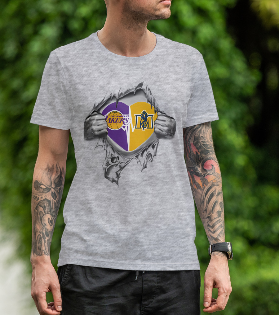 Los Angeles Lakers Murray State Racers Heart T-Shirt