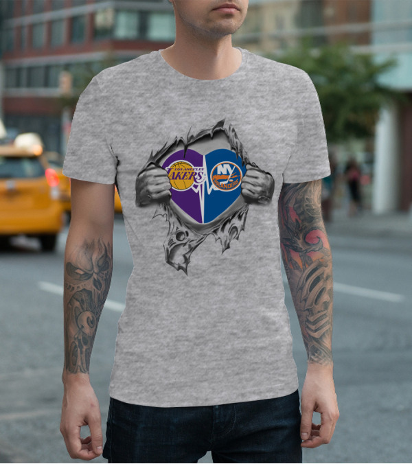 Lakers New York Islanders Heart T-Shirt