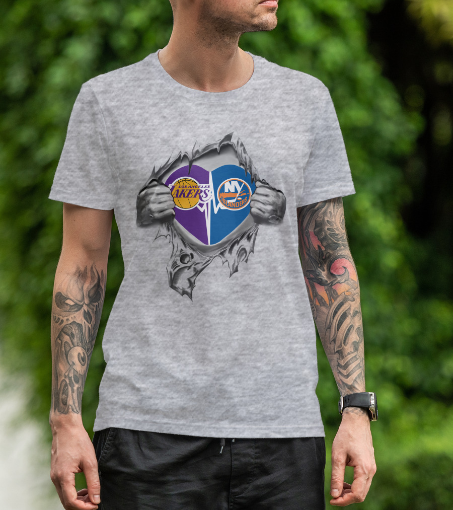 Lakers New York Islanders Heart T-Shirt