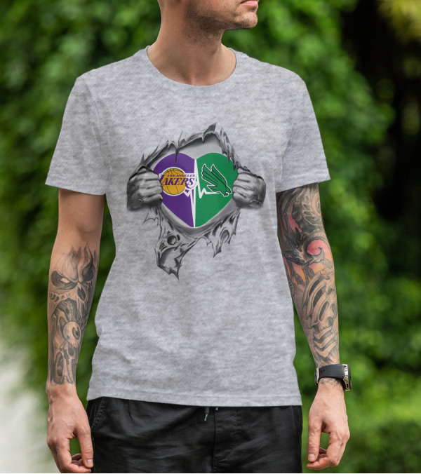 Lakers North Texas Mean Green Heart Tear T-Shirt
