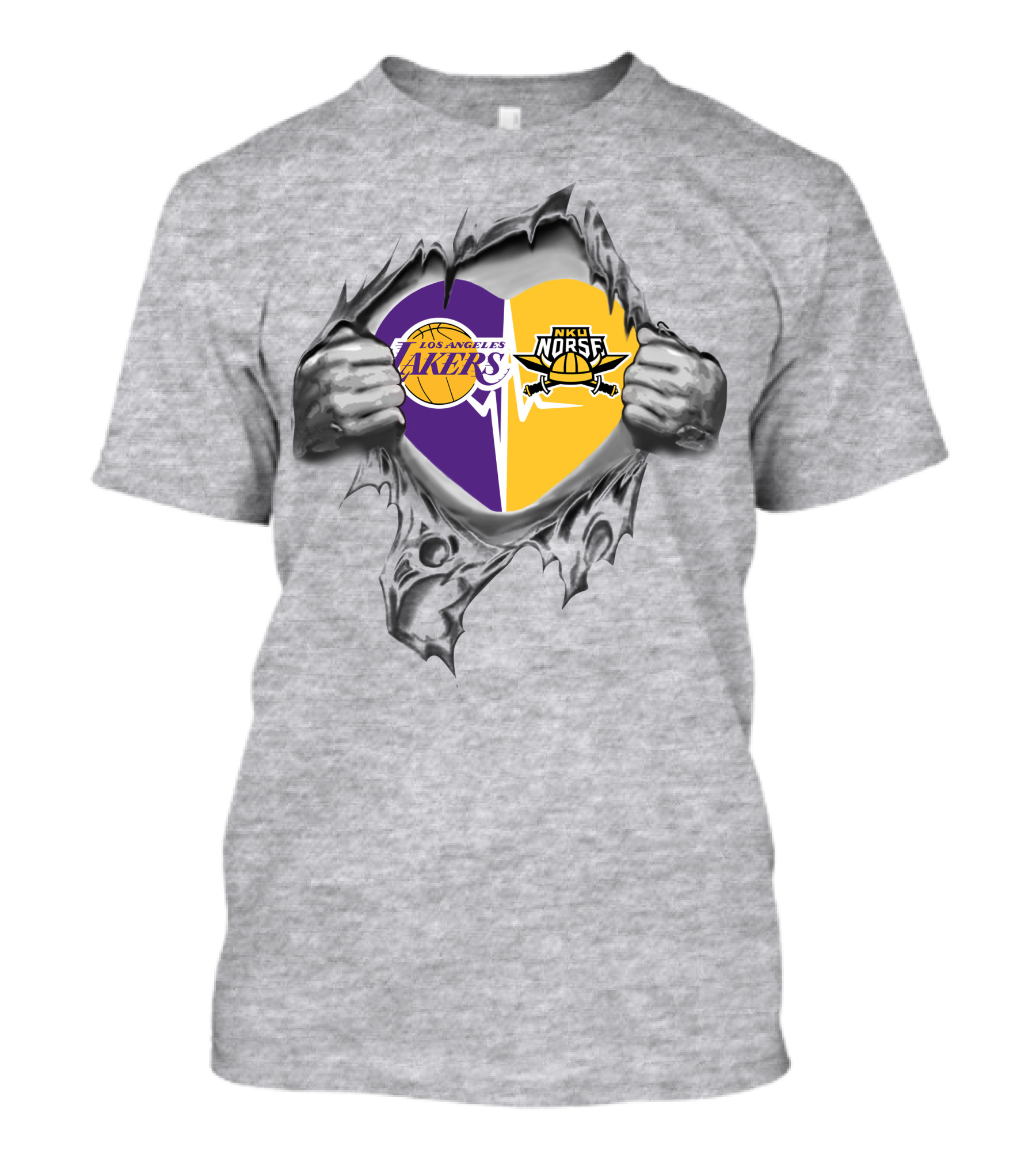 Los Angeles Lakers Northern Kentucky Norse Split Heart T-Shirt
