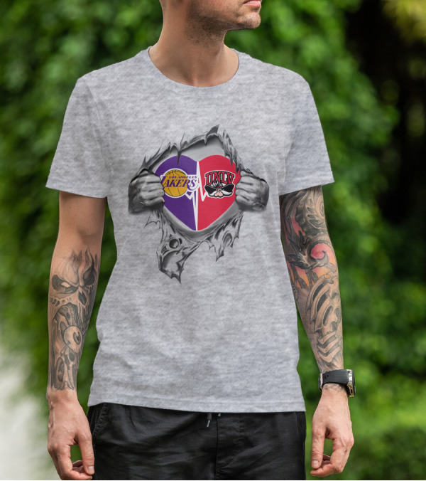 Los Angeles Lakers Unlv Rebels Heart Ripped Open T-Shirt