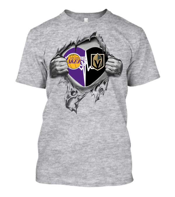 Los Angeles Lakers Vegas Golden Knights Heartbeat Symbol T-Shirt