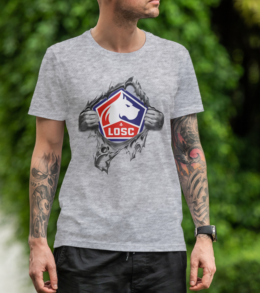 Losc Lille Super Fan 279 Iconic Emblem Ripped T-Shirt