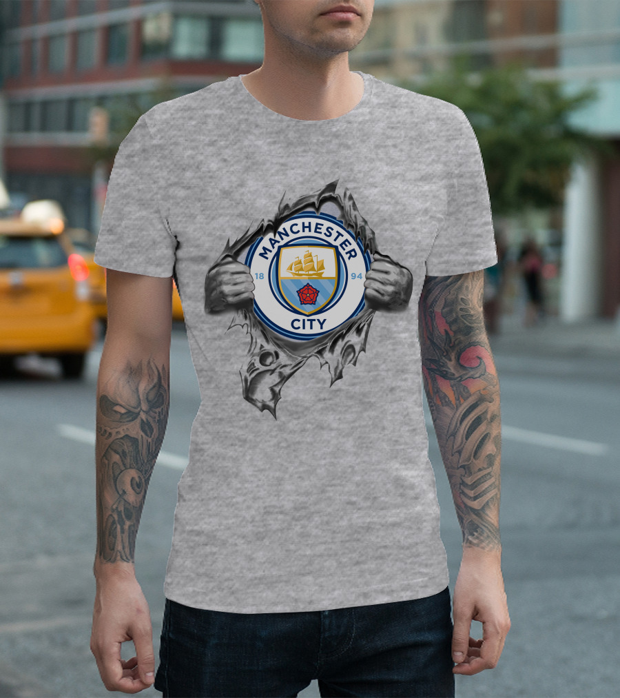 Manchester City Super Fan Crest Tear Revealed T-Shirt