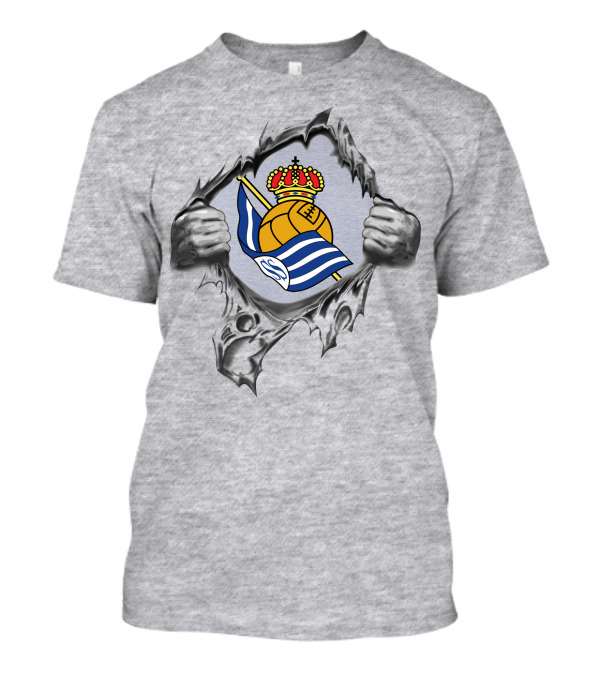 Real Sociedad Super Fan Tearing Through With Club T-Shirt