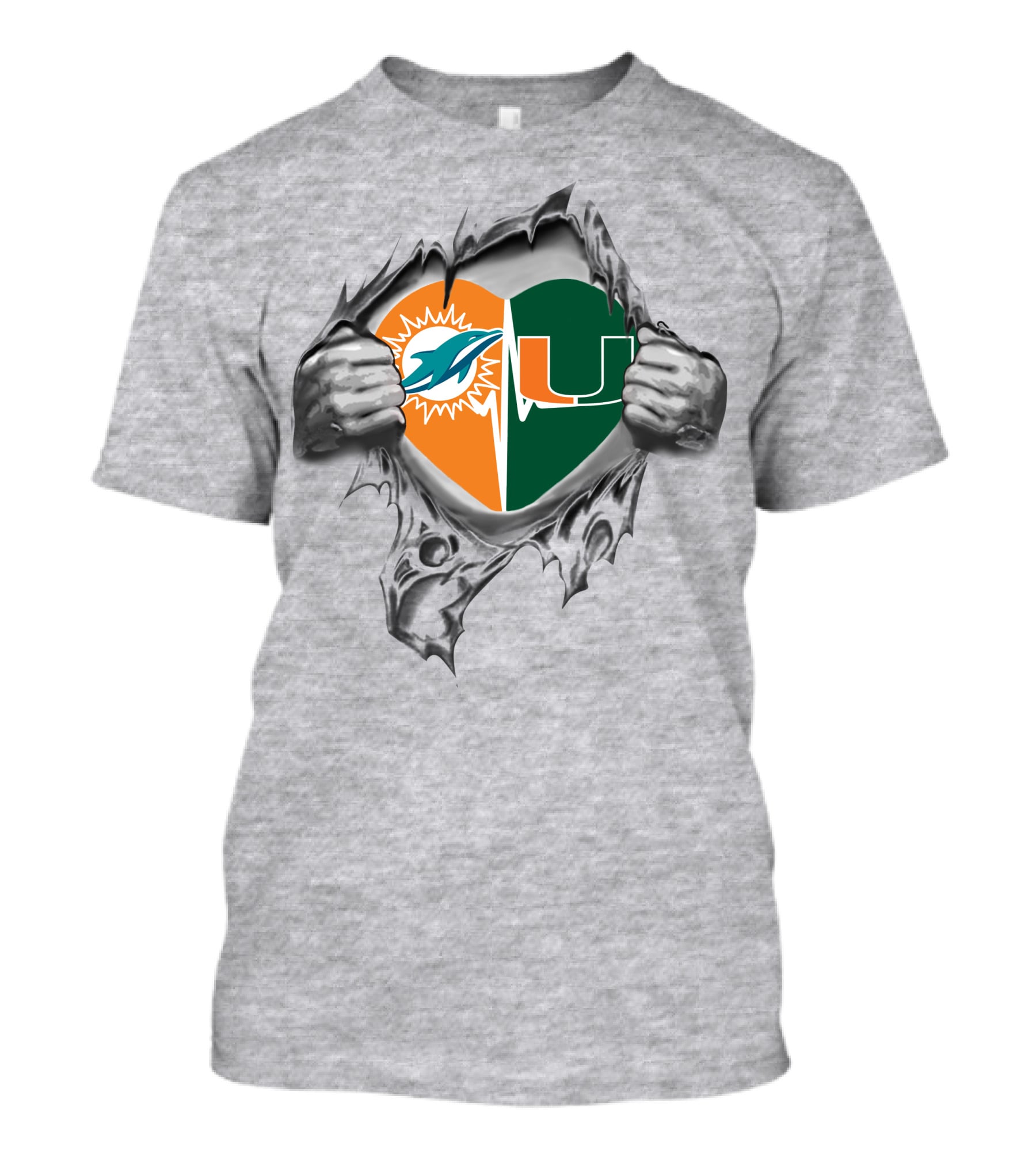 Dolphins Hurricanes Heart Miami Football Loyalty T-Shirt