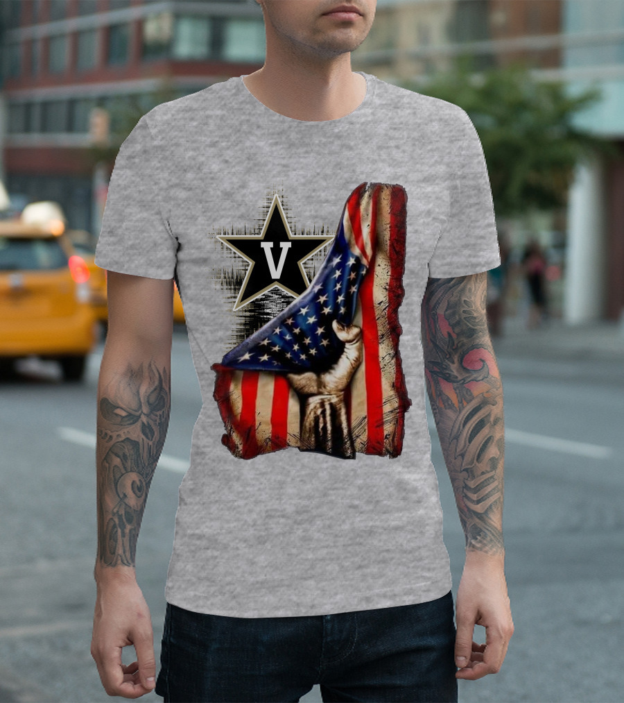 Vanderbilt Commodores American Flag Hand And Star T-Shirt