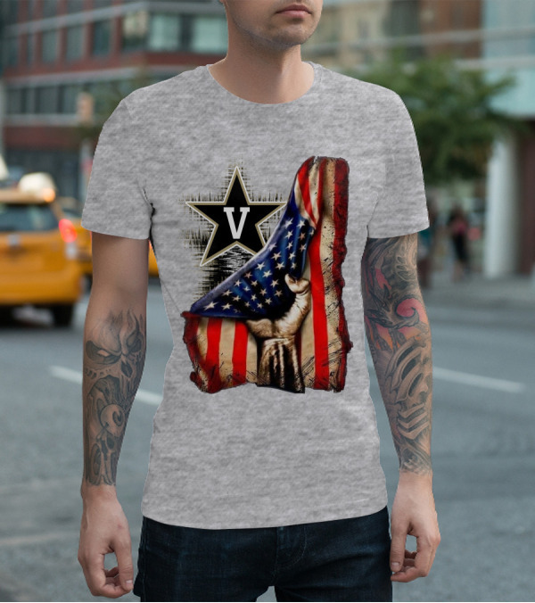 Vanderbilt Commodores American Flag Hand And Star T-Shirt