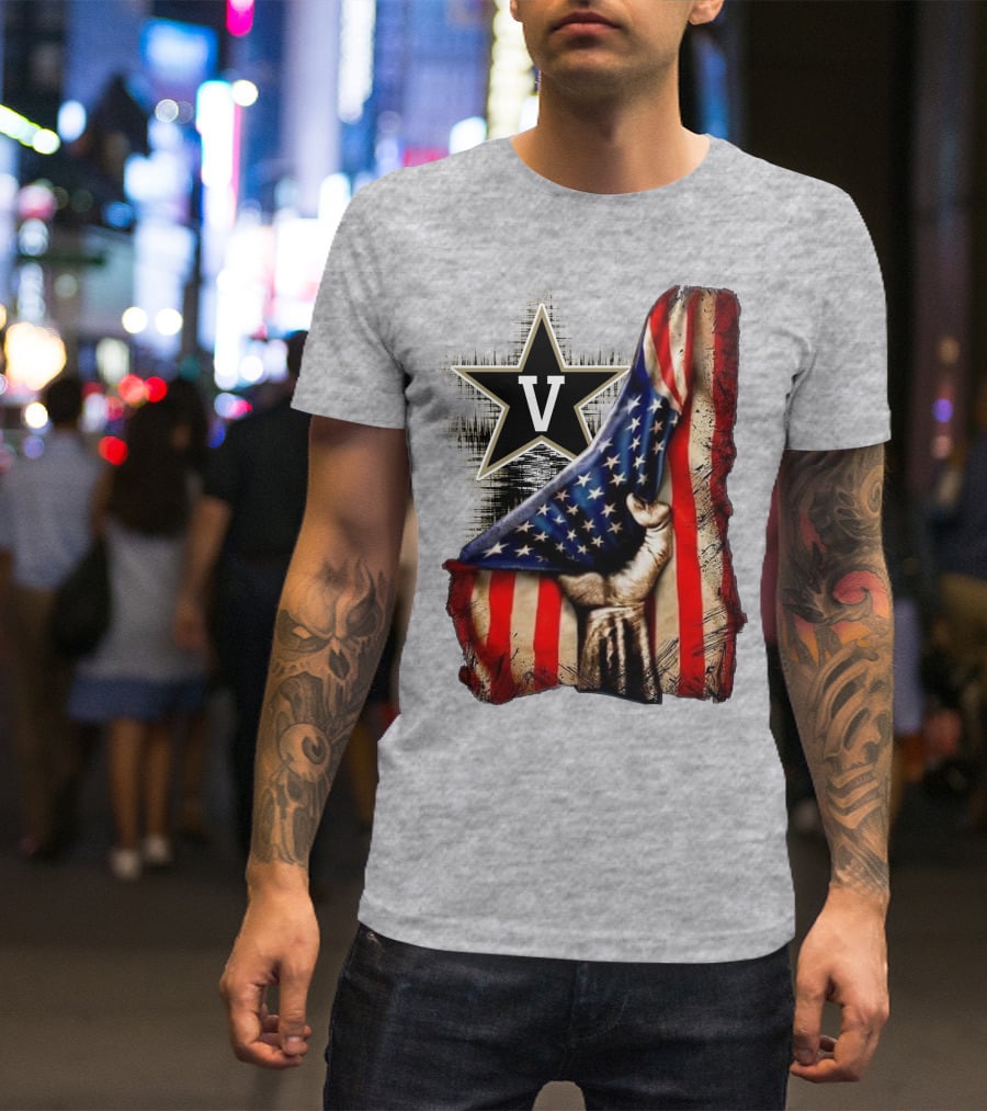 Vanderbilt Commodores American Flag Hand And Star T-Shirt