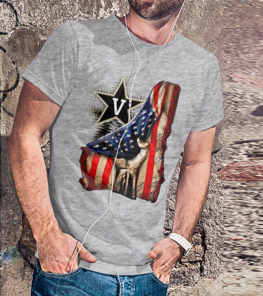 Vanderbilt Commodores American Flag Hand And Star T-Shirt