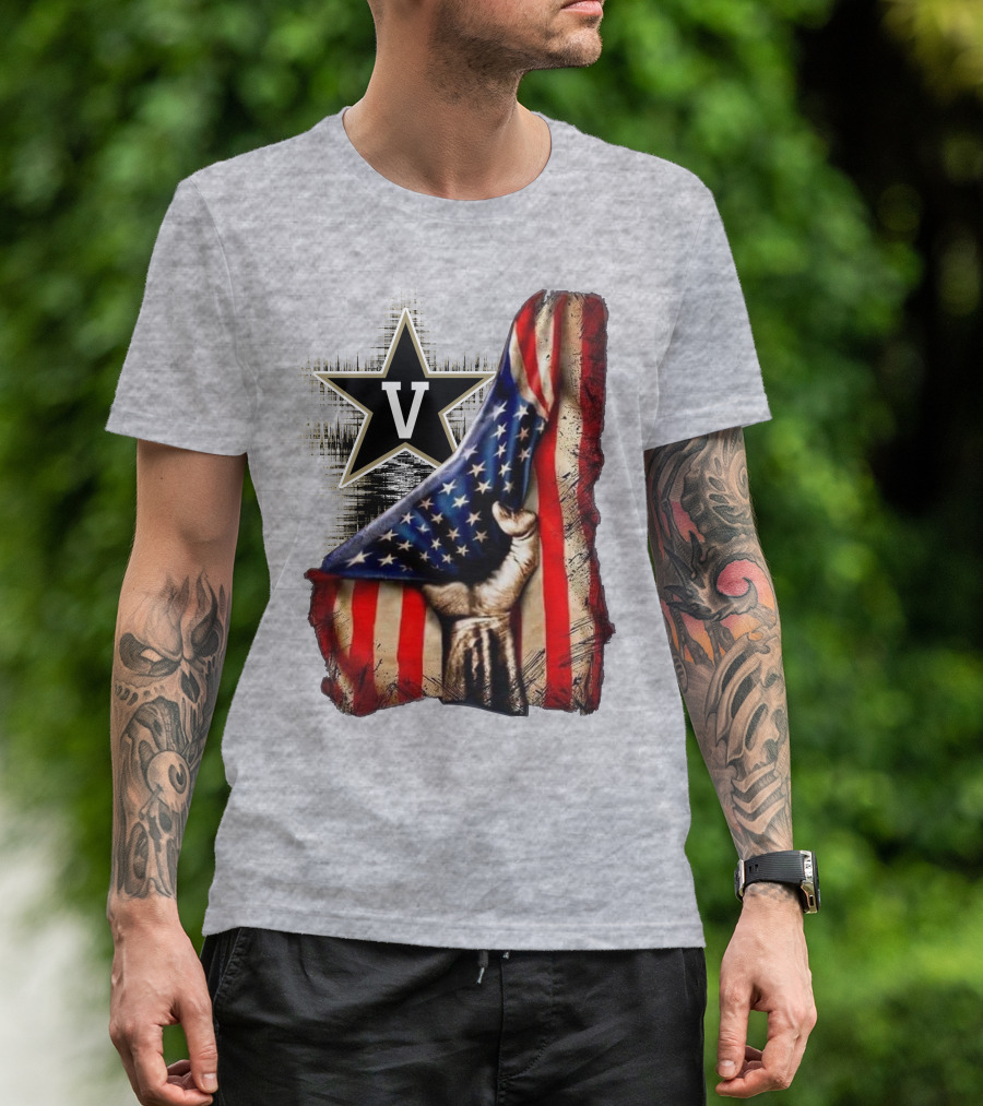 Vanderbilt Commodores American Flag Hand And Star T-Shirt