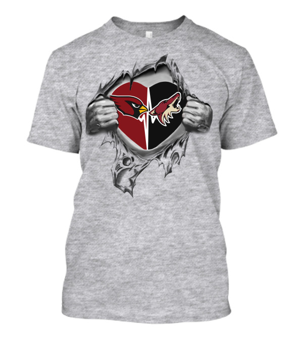 Cardinals Arizona Coyotes Heart Hands Tear T-Shirt