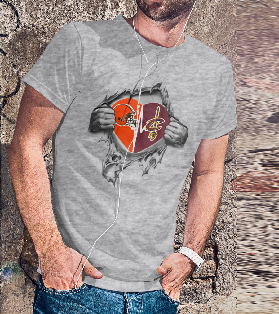 Cleveland Browns Cleveland Cavaliers Heart Logo Fan T-Shirt