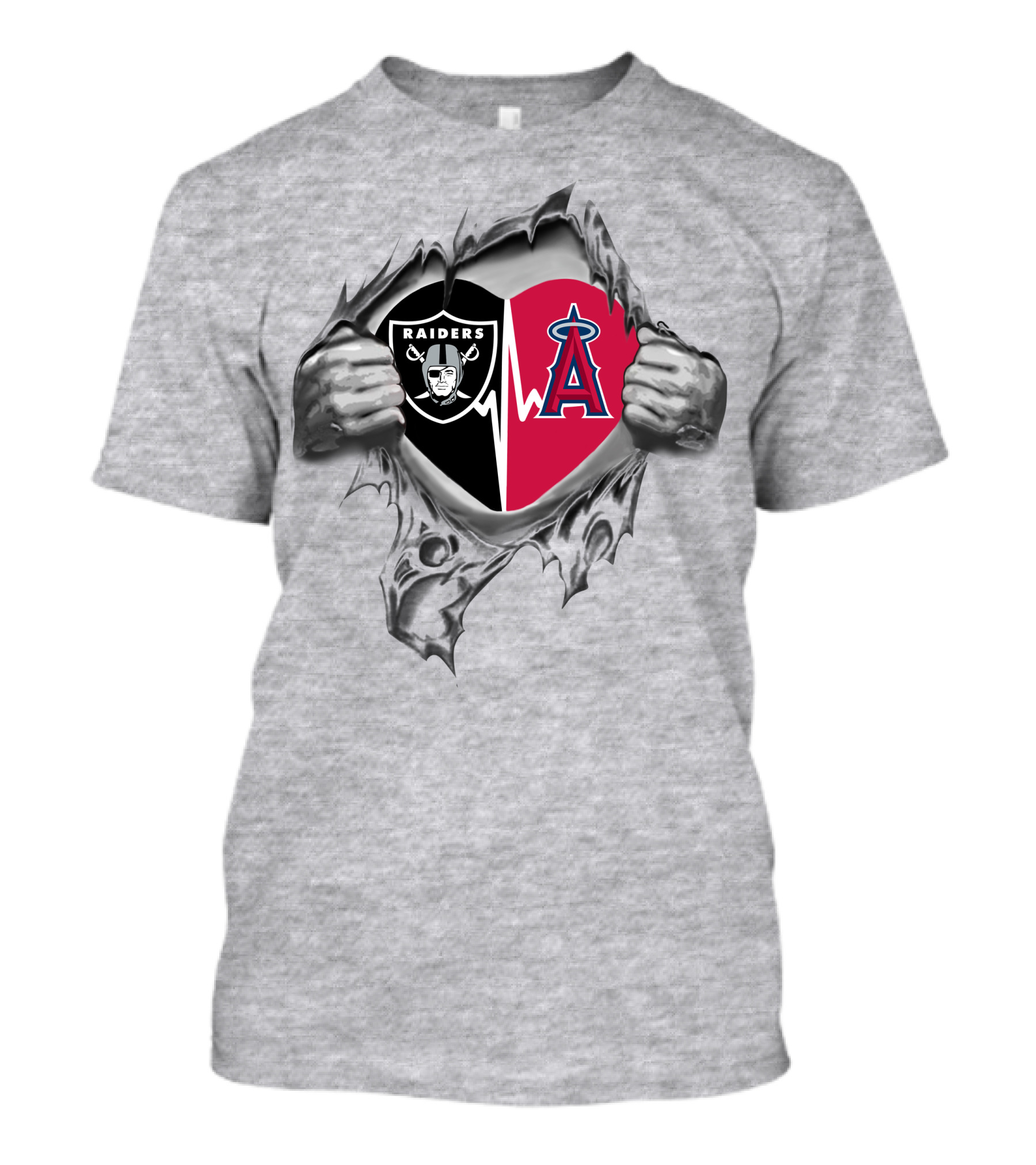 Raiders Los Angeles Angels Heartbeat Design 325 T-Shirt