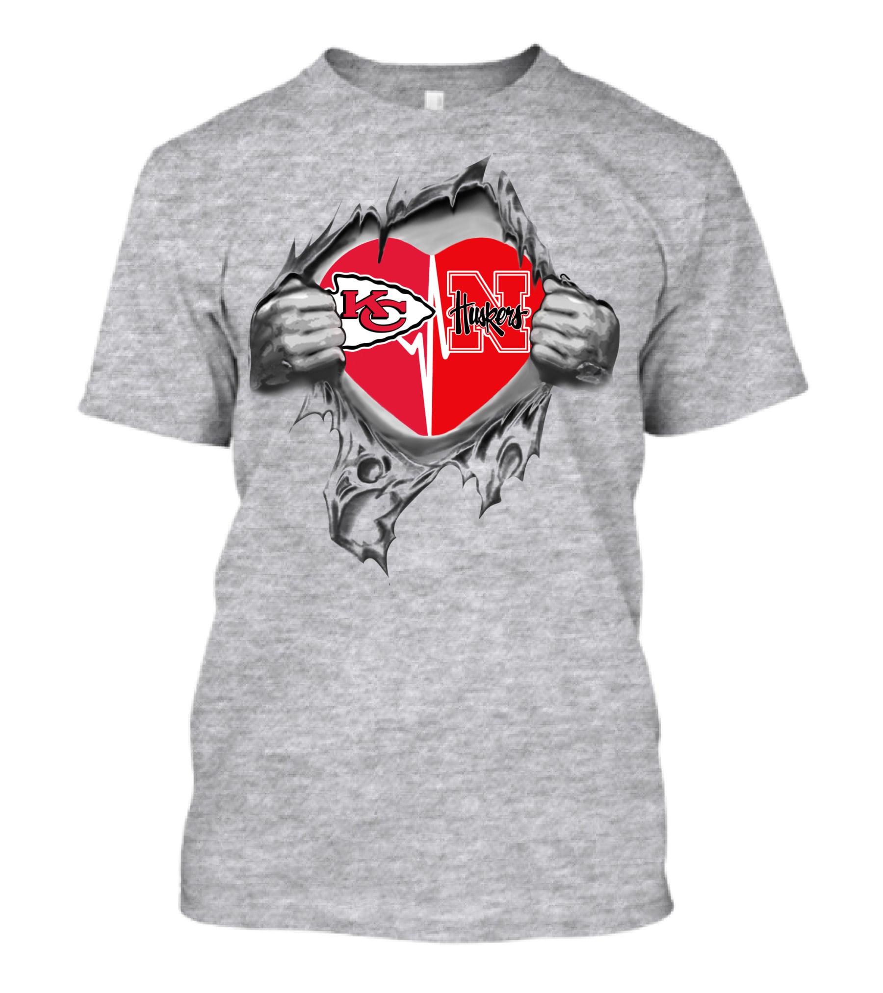 Chiefs And Nebraska Cornhuskers Heart T-Shirt