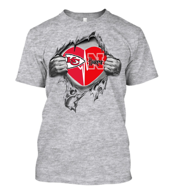 Chiefs And Nebraska Cornhuskers Heart T-Shirt