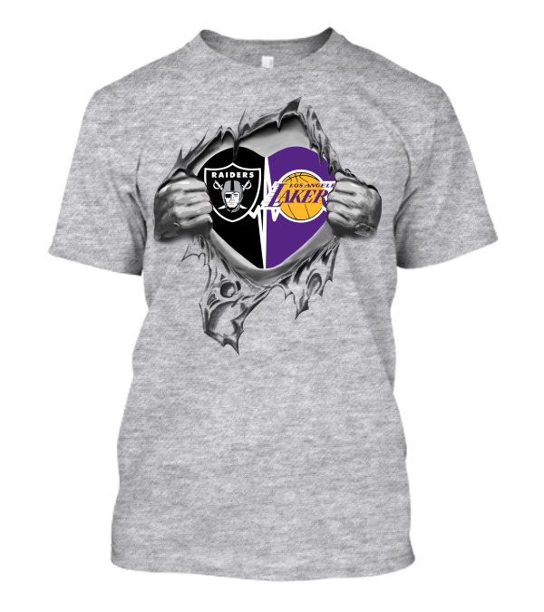 Los Angeles Raiders And Lakers Heart T-Shirt