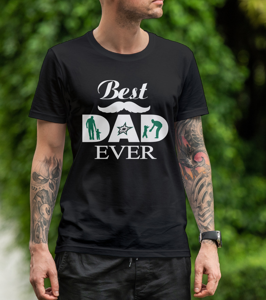Dallas Stars Best Dad Ever Moustache Star Logo Father And Child T-Shirt