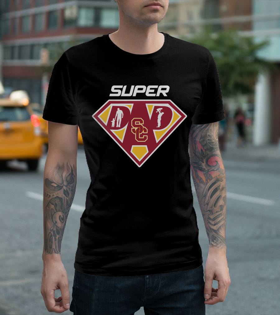 Super Dad Usc Trojans Logo Symbol Dad Superhero T-Shirt