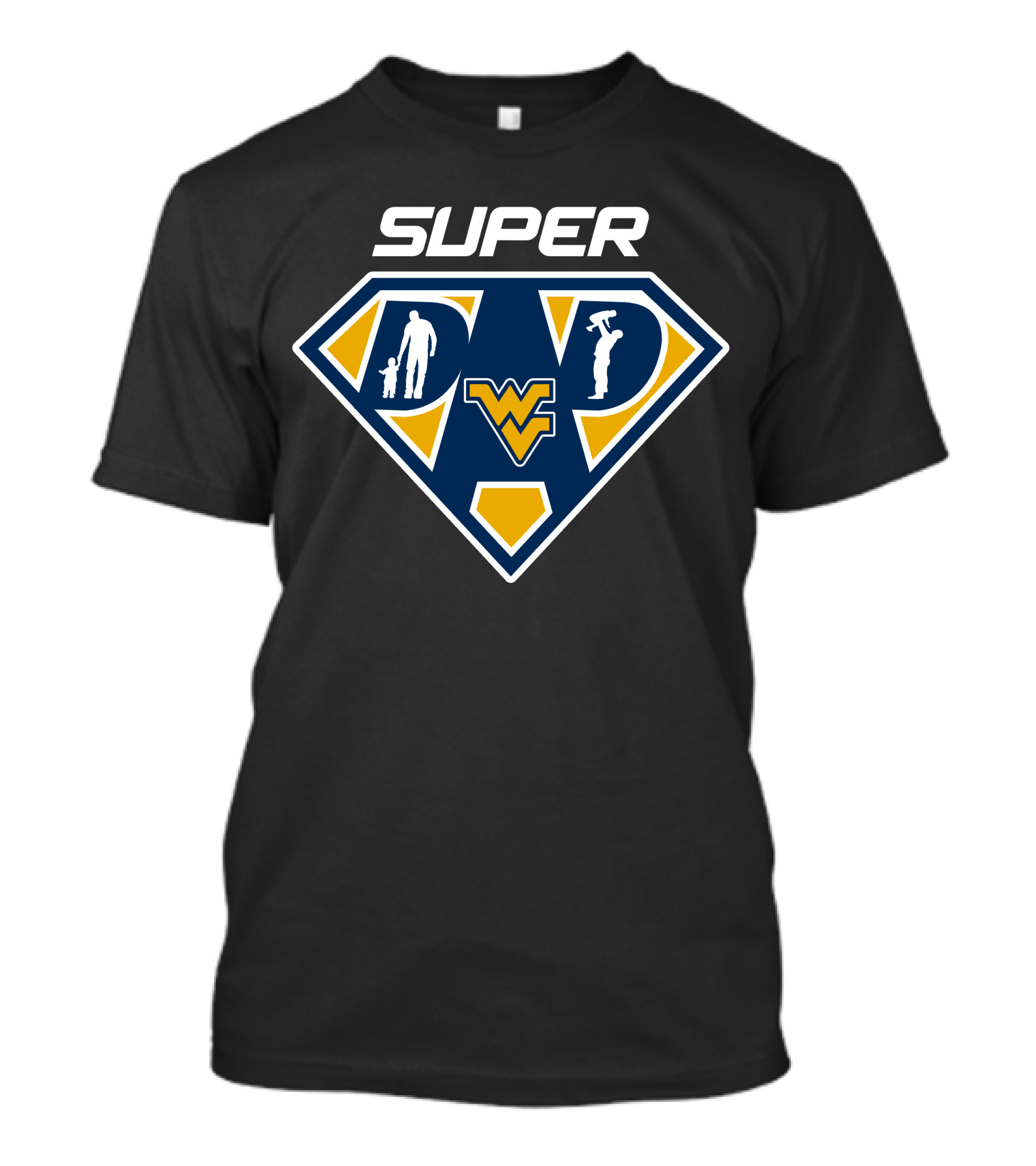 West Virginia Mountaineers Super Dad Superman Logo Silhouette T-Shirt